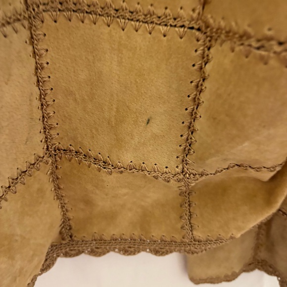 vintage S. M . H. suede leather and crochet patchwork coat/jacket size 3X - Picture 4 of 11